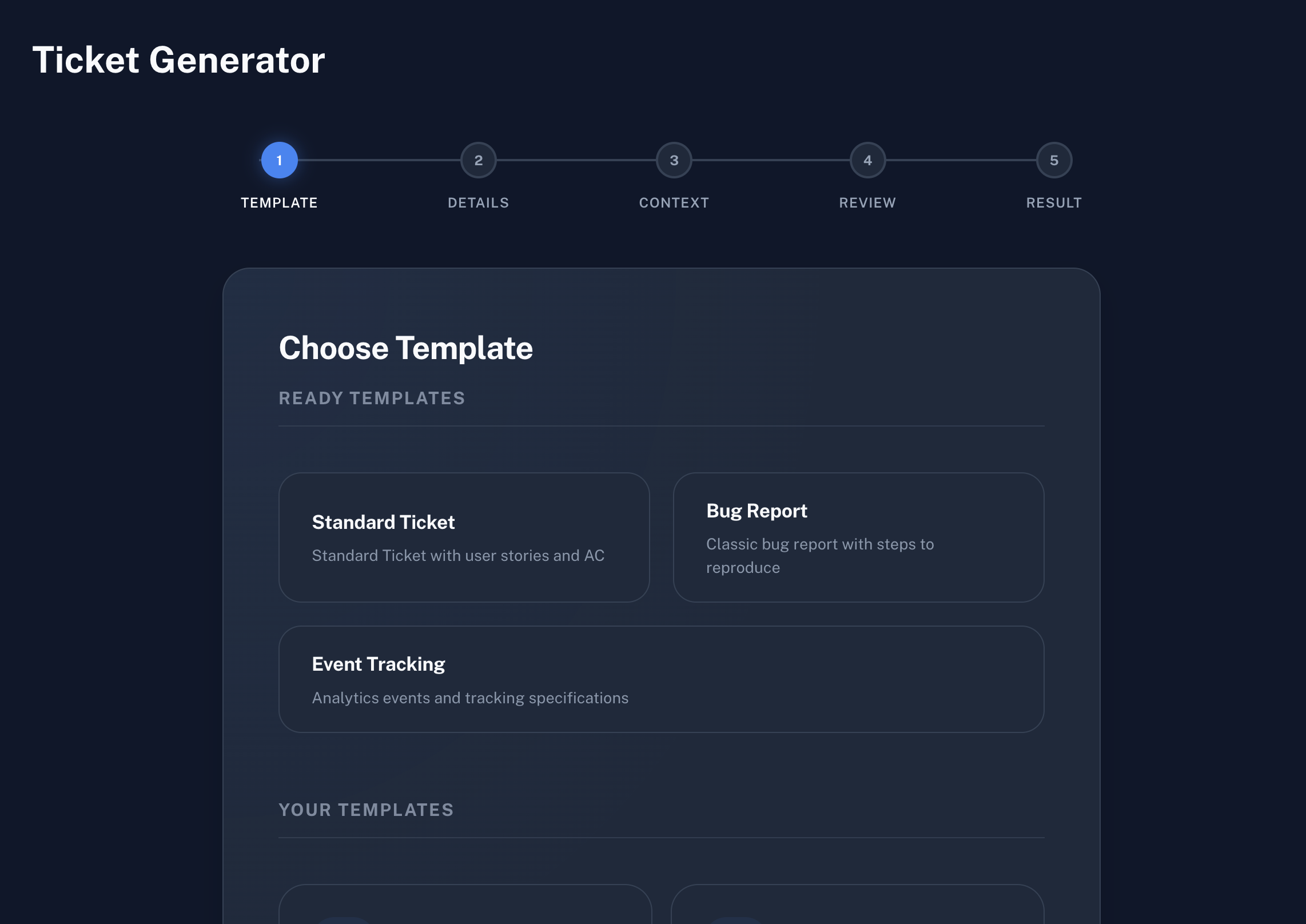 WisePM Template Selection